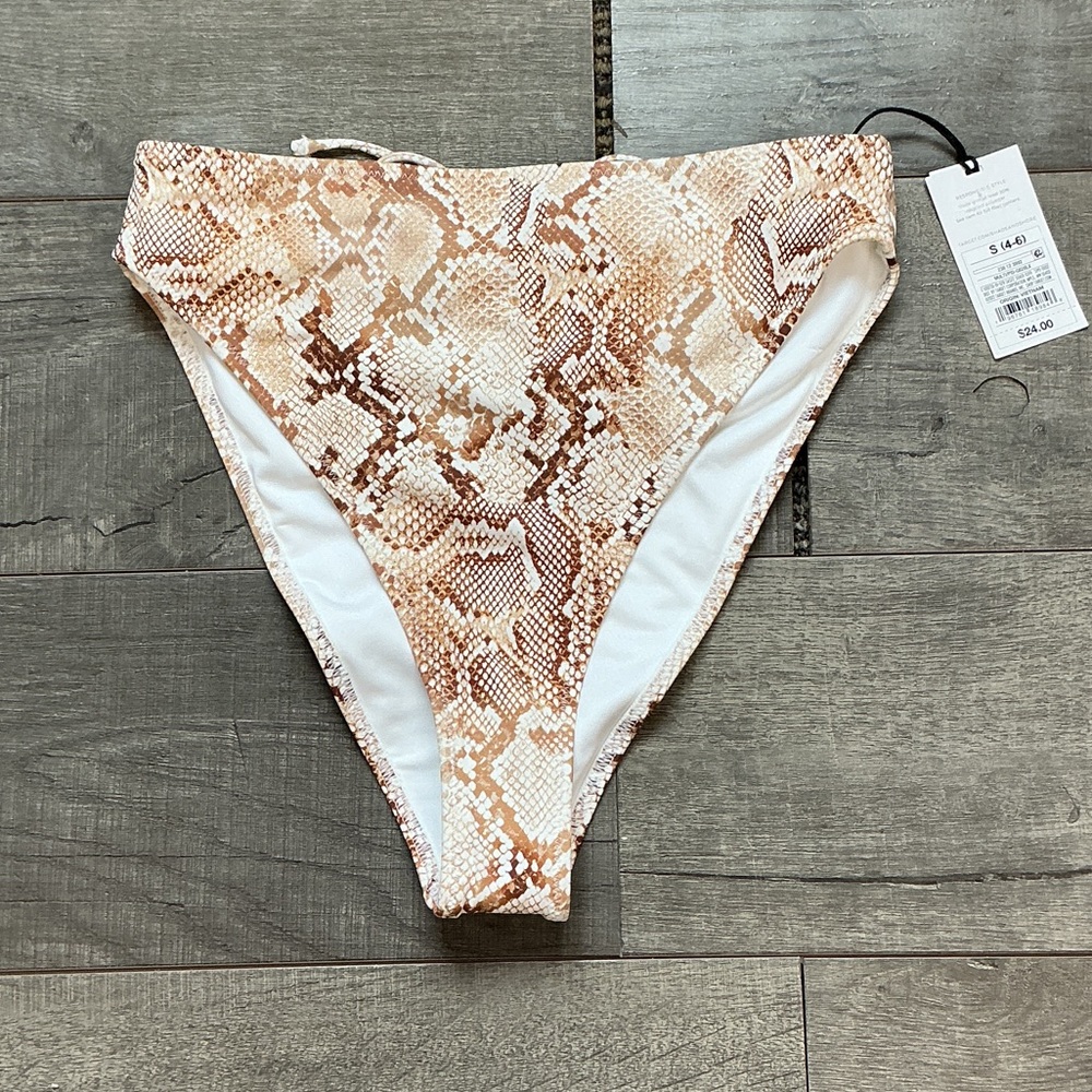 Shade & Shore Snakeskin High-Waist Bikini Bottom